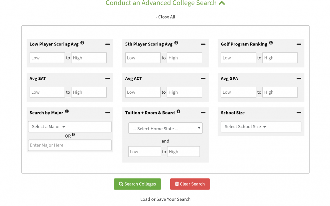 The JGH Advanced College Finder: Your Window to College Golf