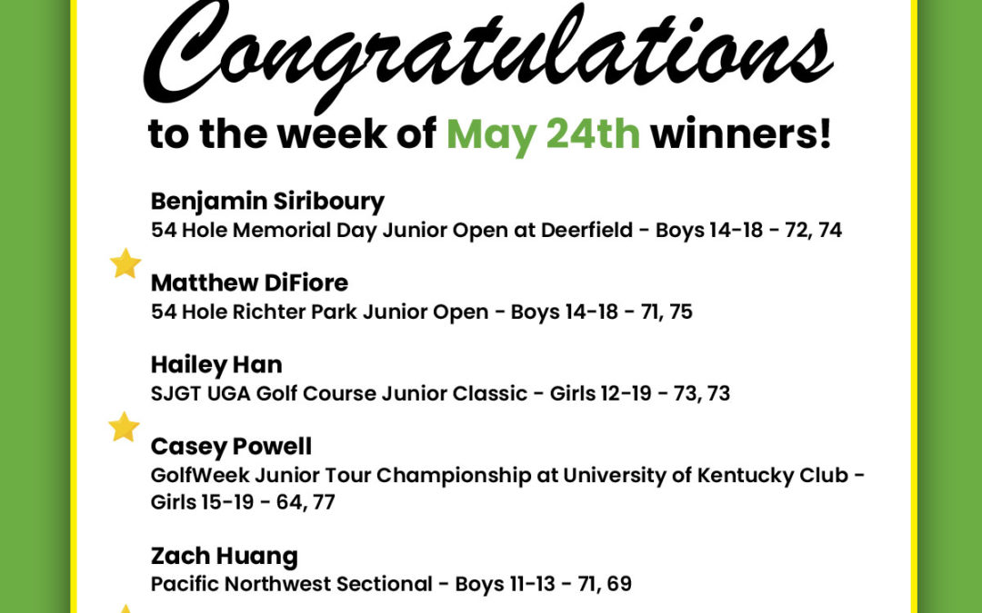 Medalists Week of May 24th