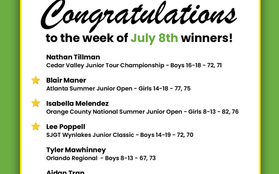 Medalists Week of July 8th